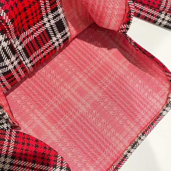 vtg womens Judy Way red plaid wide collar button blouse XS-S - Picture 6 of 10